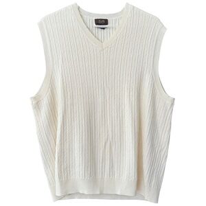 Tasso Elba Golf Cable Knit Cream Sweater Vest